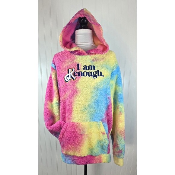 Mattel Barbie Movie "I am Kenough" Rainbow Tie Dye Sherpa Hoodie Unisex Size XL - Picture 2 of 15